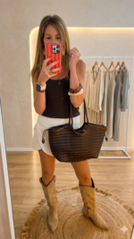 Capazo/bolso de piel trenzado - Imagen 2