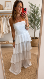 Vestido largo volantes blanco