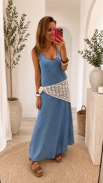 Vestido tirantes de lino largo